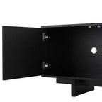 Retro Style Wood Grain TV Stand, Rustic Media Console, Sturdy Base TV Cabinet with Wavy Door for TVs up to 75