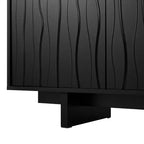 Retro Style Wood Grain TV Stand, Rustic Media Console, Sturdy Base TV Cabinet with Wavy Door for TVs up to 75