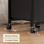 Mobile File Cabinets with Drawers,Fabric File Storage Unit on Wheels,Compact Under Desk File Cabinet with Smooth Casters for Home Office,Black