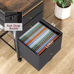 Mobile File Cabinets with Drawers,Fabric File Storage Unit on Wheels,Compact Under Desk File Cabinet with Smooth Casters for Home Office,Black