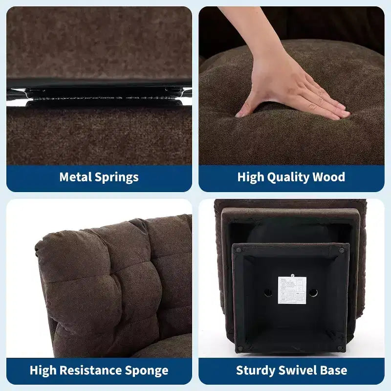 Swivel Upholstered Chair, Cozy Chenille & Thick Cushion for Home, Office Spaces