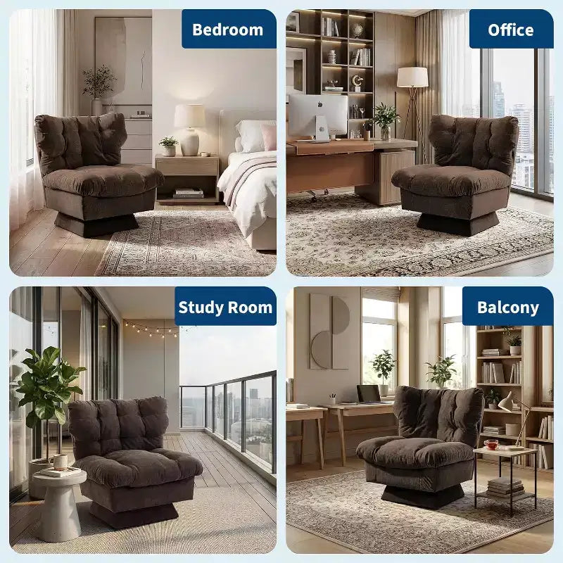 Swivel Upholstered Chair, Cozy Chenille & Thick Cushion for Home, Office Spaces