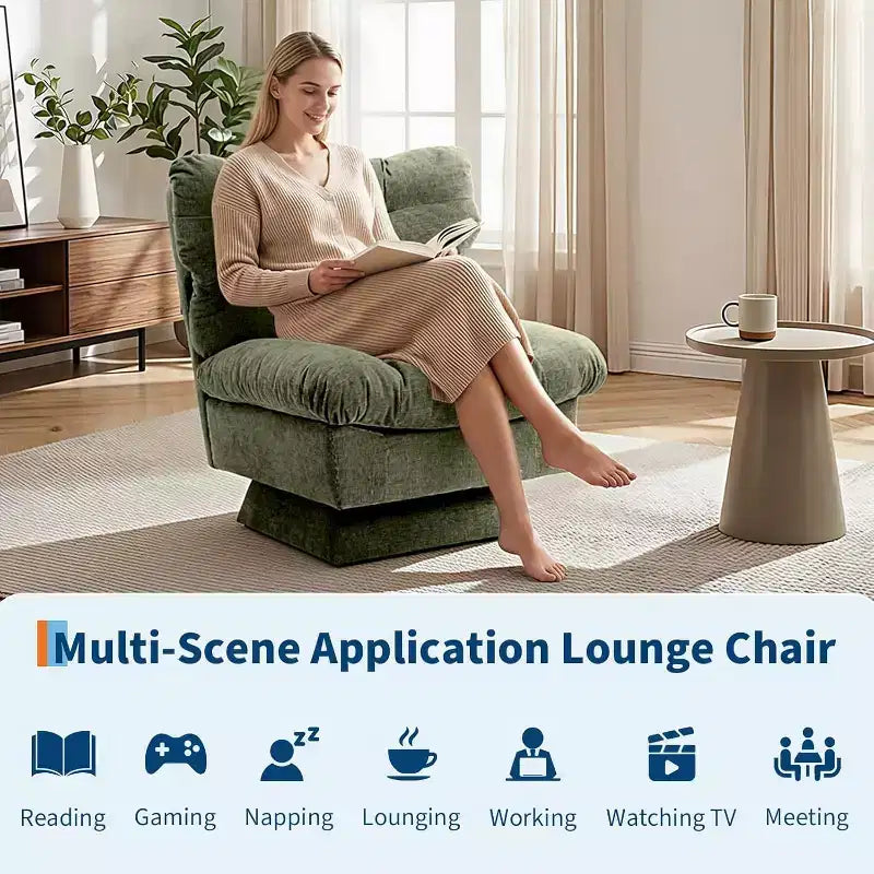 Swivel Upholstered Chair, Cozy Chenille & Thick Cushion for Home, Office Spaces