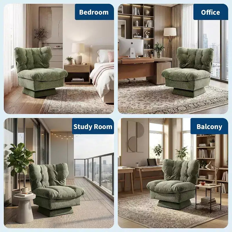 Swivel Upholstered Chair, Cozy Chenille & Thick Cushion for Home, Office Spaces
