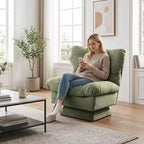 Swivel Upholstered Chair, Cozy Chenille & Thick Cushion for Home, Office Spaces
