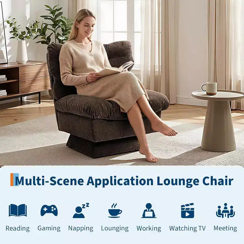 Swivel Upholstered Chair, Cozy Chenille & Thick Cushion for Home, Office Spaces