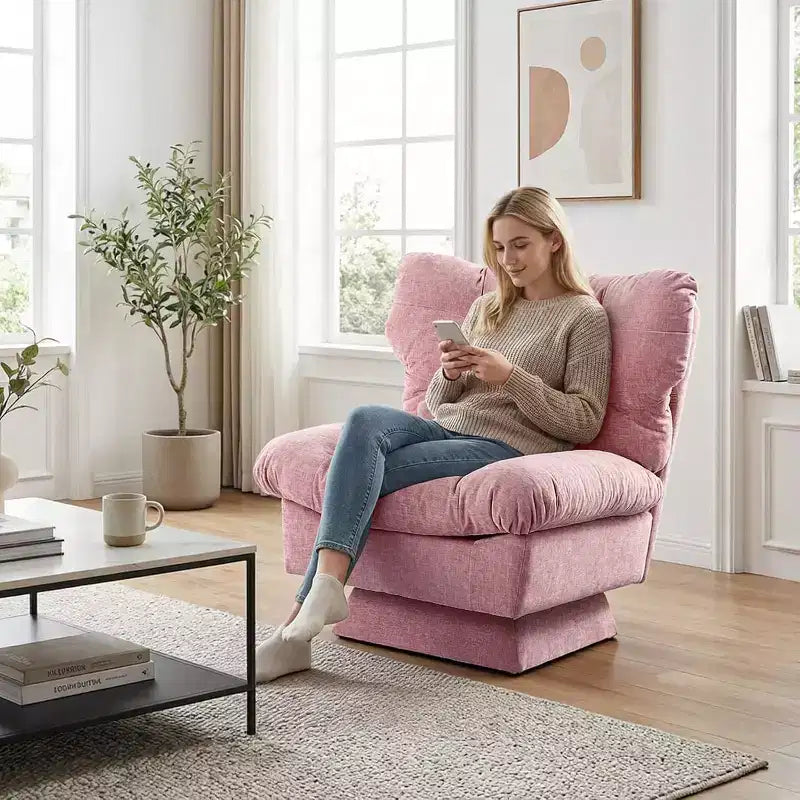 Swivel Upholstered Chair, Cozy Chenille & Thick Cushion for Home, Office Spaces