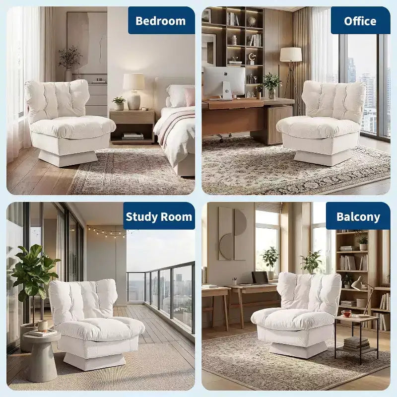 Swivel Upholstered Chair, Cozy Chenille & Thick Cushion for Home, Office Spaces