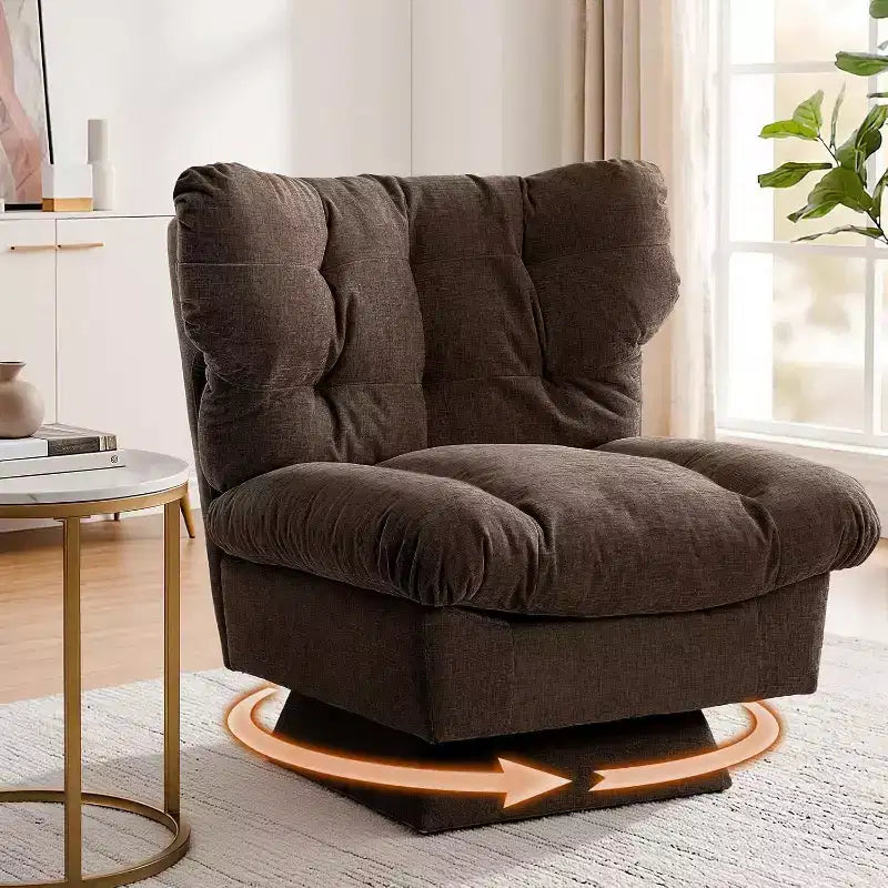 Swivel Upholstered Chair, Cozy Chenille & Thick Cushion for Home, Office Spaces
