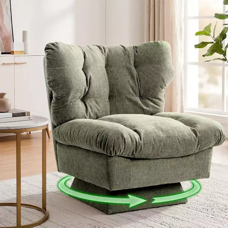 Swivel Upholstered Chair, Cozy Chenille & Thick Cushion for Home, Office Spaces