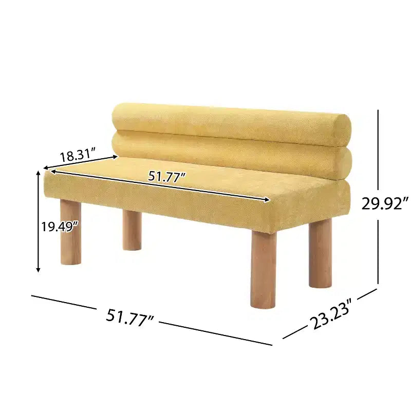 Modern Wooden Upholstered Dining Bench with Rubberwood Legs
