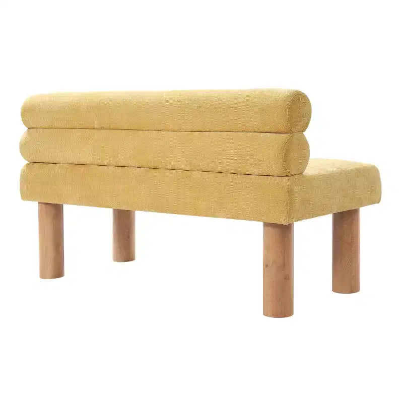 Modern Wooden Upholstered Dining Bench with Rubberwood Legs