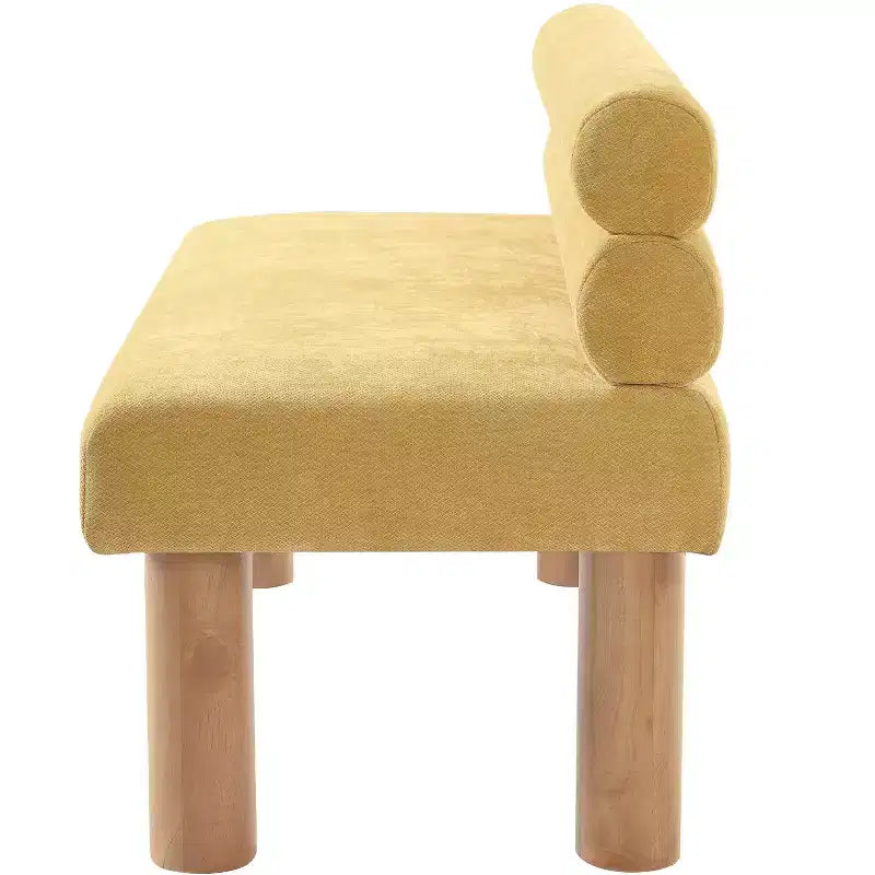 Modern Wooden Upholstered Dining Bench with Rubberwood Legs