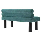 Modern Wooden Upholstered Dining Bench with Rubberwood Legs