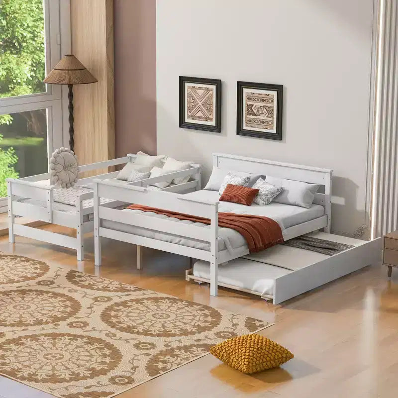 Wood Bunk Bed with Twin Size Trundle