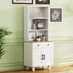 Ming Farmhouse Wooden Tall Storage Cabinet with Adjustable Shelves, Drawer and Doors