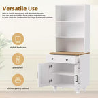 Ming Farmhouse Wooden Tall Storage Cabinet with Adjustable Shelves, Drawer and Doors