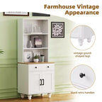 Ming Farmhouse Wooden Tall Storage Cabinet with Adjustable Shelves, Drawer and Doors