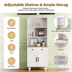 Ming Farmhouse Wooden Tall Storage Cabinet with Adjustable Shelves, Drawer and Doors