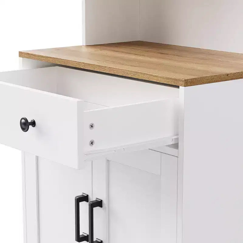 Ming Farmhouse Wooden Tall Storage Cabinet with Adjustable Shelves, Drawer and Doors