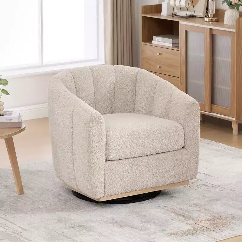 31.89 Modern Chenille Swivel Barrel Chair,Accent Chair with Metal Base,Upholstered Lounge Armchair for Living Room,Office,Bedroom