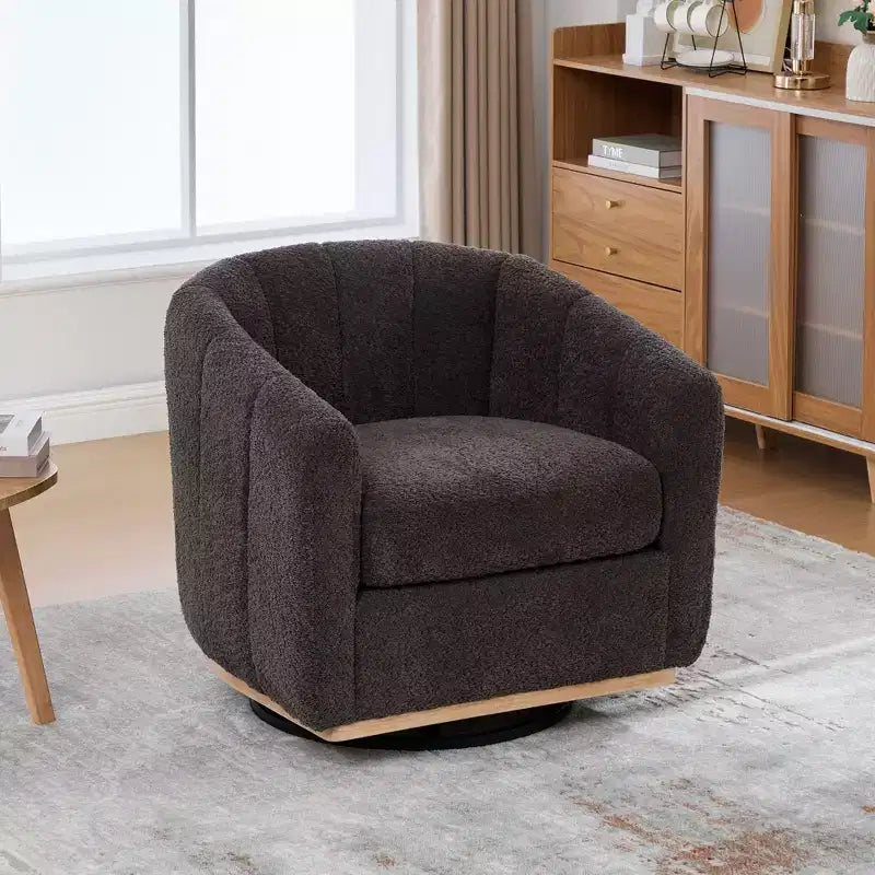31.89 Modern Chenille Swivel Barrel Chair,Accent Chair with Metal Base,Upholstered Lounge Armchair for Living Room,Office,Bedroom