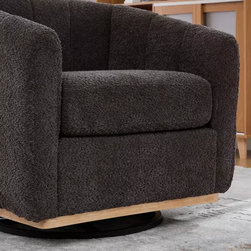 31.89 Modern Chenille Swivel Barrel Chair,Accent Chair with Metal Base,Upholstered Lounge Armchair for Living Room,Office,Bedroom