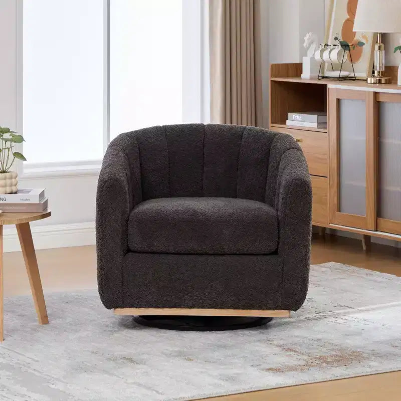 31.89 Modern Chenille Swivel Barrel Chair,Accent Chair with Metal Base,Upholstered Lounge Armchair for Living Room,Office,Bedroom