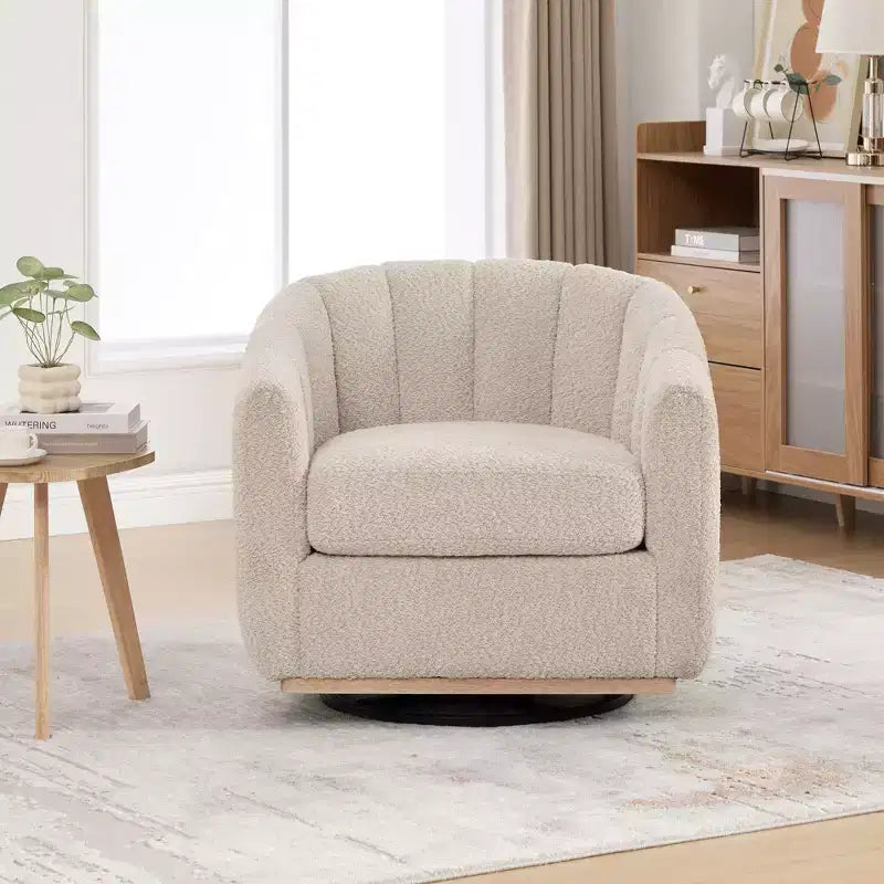 31.89 Modern Chenille Swivel Barrel Chair,Accent Chair with Metal Base,Upholstered Lounge Armchair for Living Room,Office,Bedroom