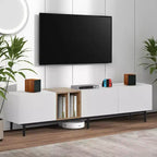 Modern TV Stand, suitable for TVs, featuring 3 cabinet doors, media console desk with ample storage, ideal for living rooms