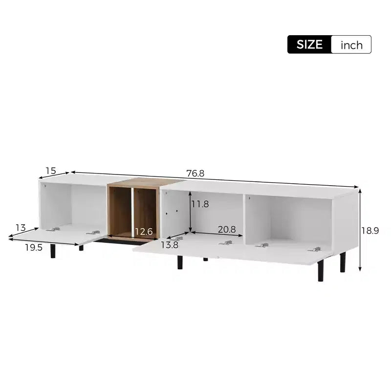 Modern TV Stand, suitable for TVs, featuring 3 cabinet doors, media console desk with ample storage, ideal for living rooms