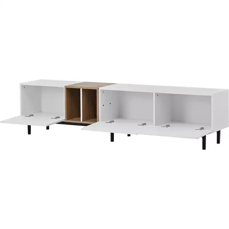 Modern TV Stand, suitable for TVs, featuring 3 cabinet doors, media console desk with ample storage, ideal for living rooms
