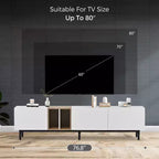 Modern TV Stand, suitable for TVs, featuring 3 cabinet doors, media console desk with ample storage, ideal for living rooms