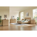 6 Drawer Dressing Table, Wide Modern Chest of Drawers, Wave Curve Design, Vanity TV Stand and Media Cabinet, Walnut