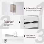 71 Farmhouse Kitchen Pantry Cabinet - 2 Large Drawers, Embossed Texture 8 Door Shelves 3 Cabinet Shelves for Kitchen, Dining