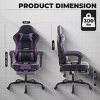Gaming Chair Office Chairs with Wheels,Reclining Back,Adjustable Seat Height&Footrest,Ergonomics Video Game Chairs, Max