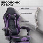 Gaming Chair Office Chairs with Wheels,Reclining Back,Adjustable Seat Height&Footrest,Ergonomics Video Game Chairs, Max