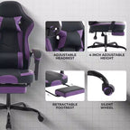 Gaming Chair Office Chairs with Wheels,Reclining Back,Adjustable Seat Height&Footrest,Ergonomics Video Game Chairs, Max