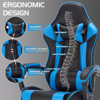 Gaming Chair Office Chairs with Wheels,Reclining Back,Adjustable Seat Height&Footrest,Ergonomics Video Game Chairs, Max