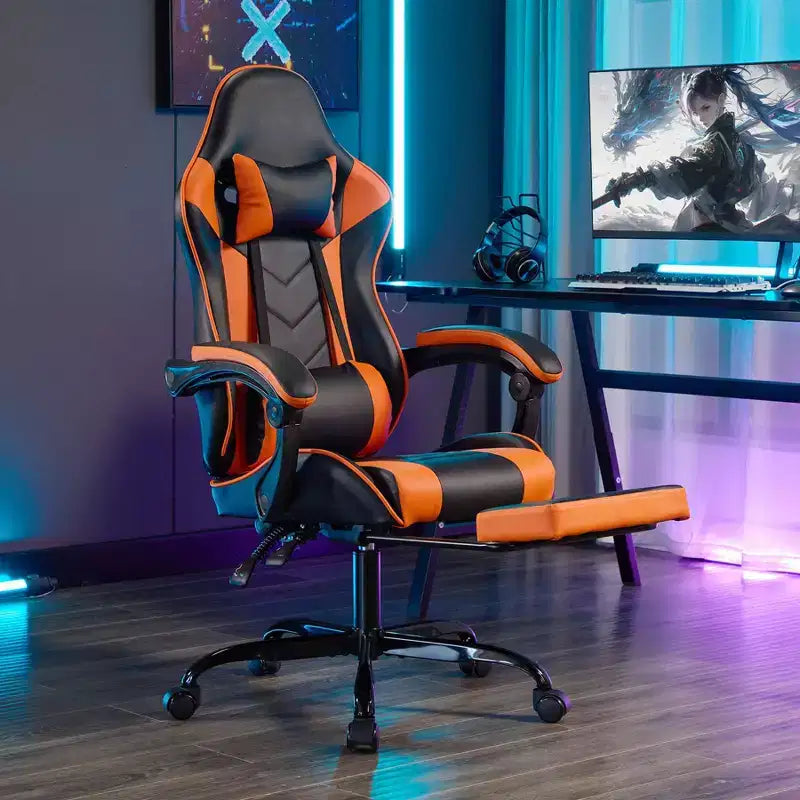 Gaming Chair Office Chairs with Wheels,Reclining Back,Adjustable Seat Height&Footrest,Ergonomics Video Game Chairs, Max