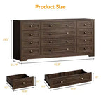 12 Drawer Dresser, 63 Wide Wooden Chest of Drawers, Modern TV Stand Dresser for 65 Inch TV, Bedroom Living Room Entryway