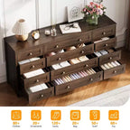 12 Drawer Dresser, 63 Wide Wooden Chest of Drawers, Modern TV Stand Dresser for 65 Inch TV, Bedroom Living Room Entryway