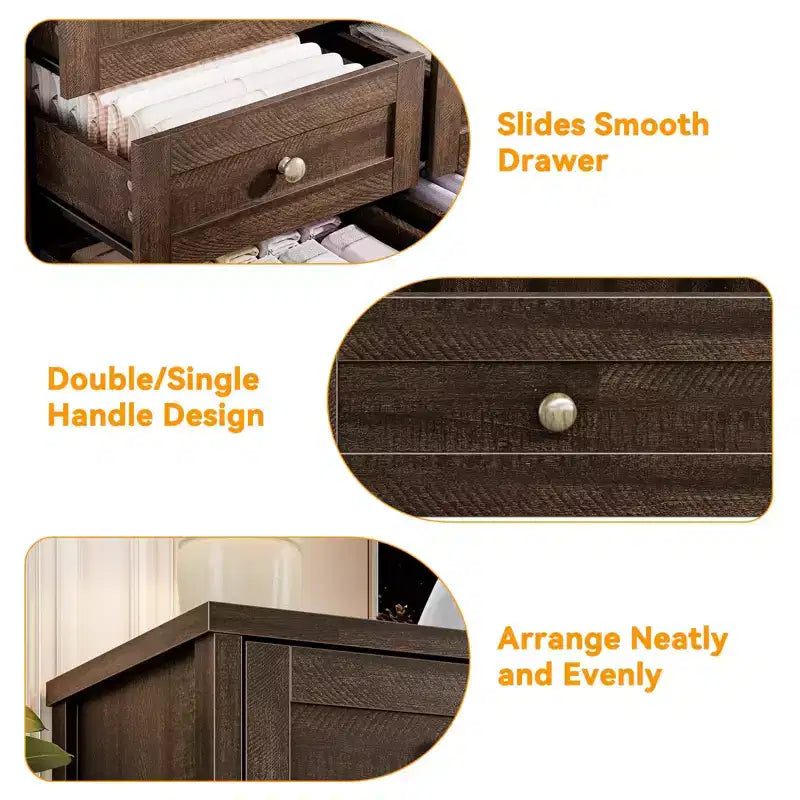 12 Drawer Dresser, 63 Wide Wooden Chest of Drawers, Modern TV Stand Dresser for 65 Inch TV, Bedroom Living Room Entryway