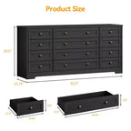 12 Drawer Dresser, 63 Wide Wooden Chest of Drawers, Modern TV Stand Dresser for 65 Inch TV, Bedroom Living Room Entryway