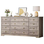 12 Drawer Dresser, 63 Wide Wooden Chest of Drawers, Modern TV Stand Dresser for 65 Inch TV, Bedroom Living Room Entryway