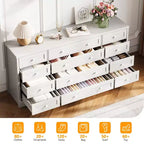 12 Drawer Dresser, 63 Wide Wooden Chest of Drawers, Modern TV Stand Dresser for 65 Inch TV, Bedroom Living Room Entryway