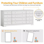 12 Drawer Dresser, 63 Wide Wooden Chest of Drawers, Modern TV Stand Dresser for 65 Inch TV, Bedroom Living Room Entryway