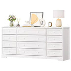 12 Drawer Dresser, 63 Wide Wooden Chest of Drawers, Modern TV Stand Dresser for 65 Inch TV, Bedroom Living Room Entryway