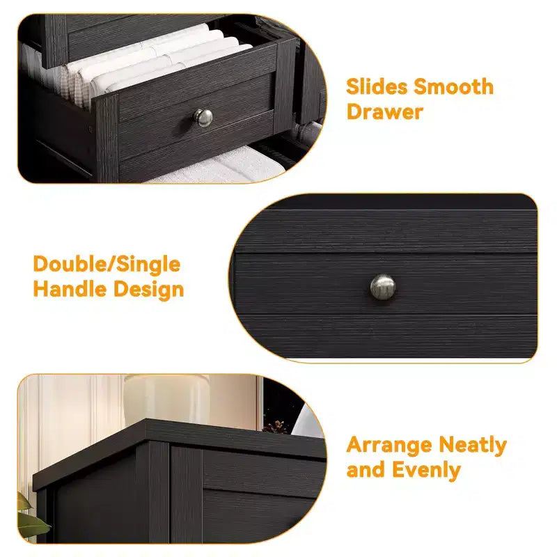 12 Drawer Dresser, 63 Wide Wooden Chest of Drawers, Modern TV Stand Dresser for 65 Inch TV, Bedroom Living Room Entryway