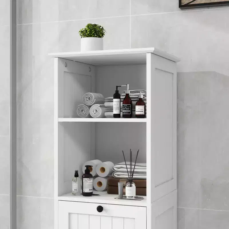 Bathroom Cabinet with Laundry Basket, Tilt-Out Hamper Storage Unit with Top Shelves and Drawer for Bathroom Laundry Room